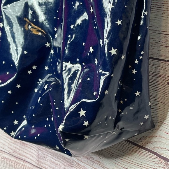 Kate Spade Daycation Night Sky Shiney Vinyl Blue Stars Tote Bag - Picture 12 of 12
